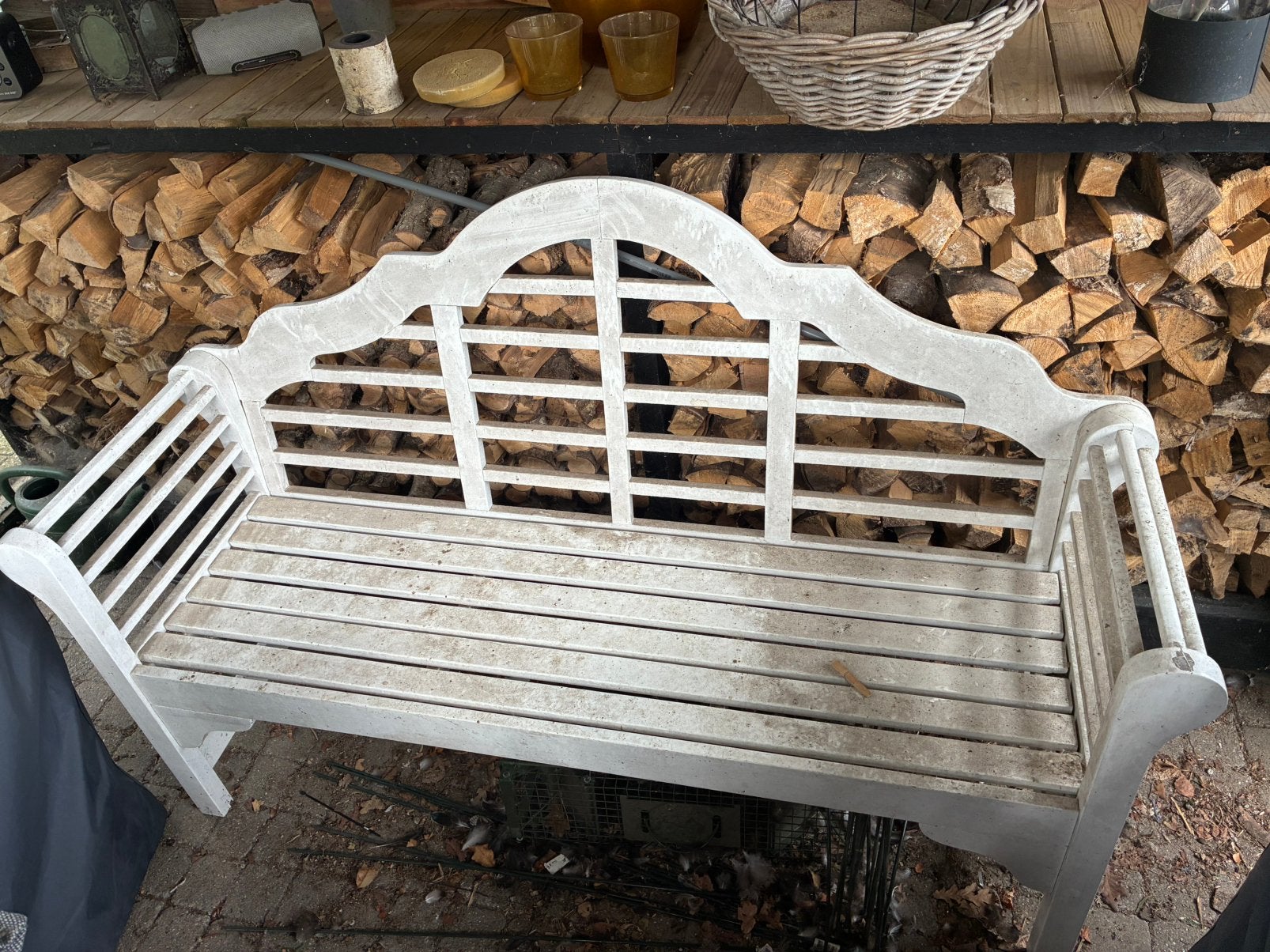 Houten Tuinbankje, Ophalen, Zo goed als nieuw, Hout