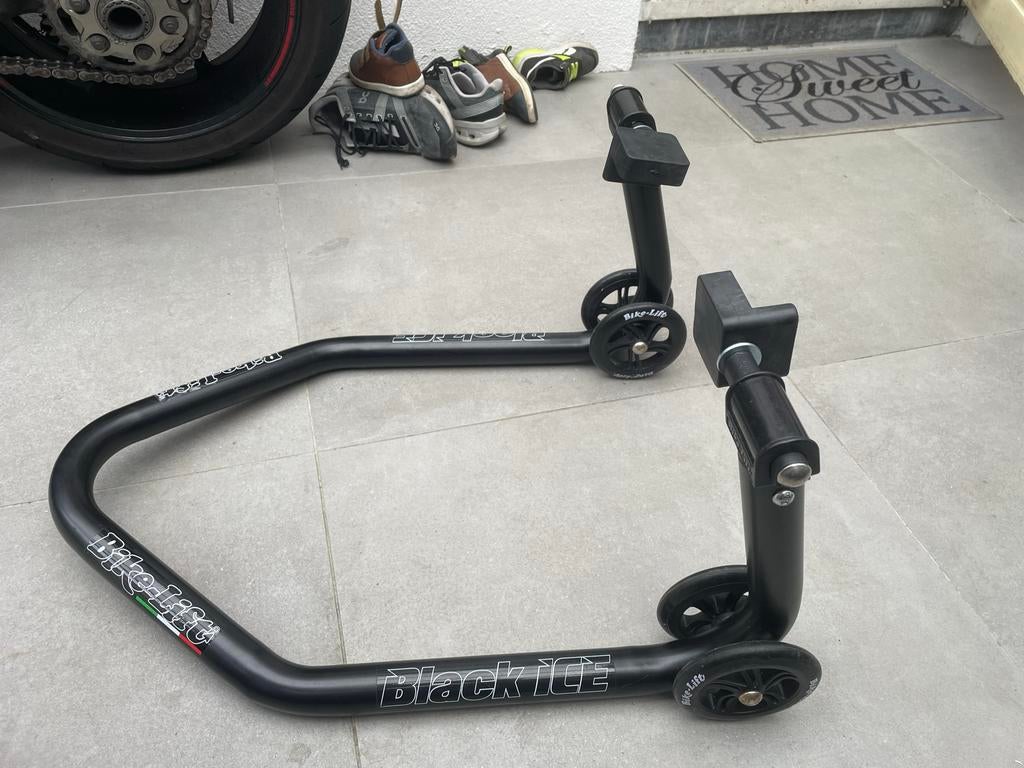 Bike-lift paddockstand Black Ice voor achterwiel, Ophalen of Verzenden, Zo goed als nieuw