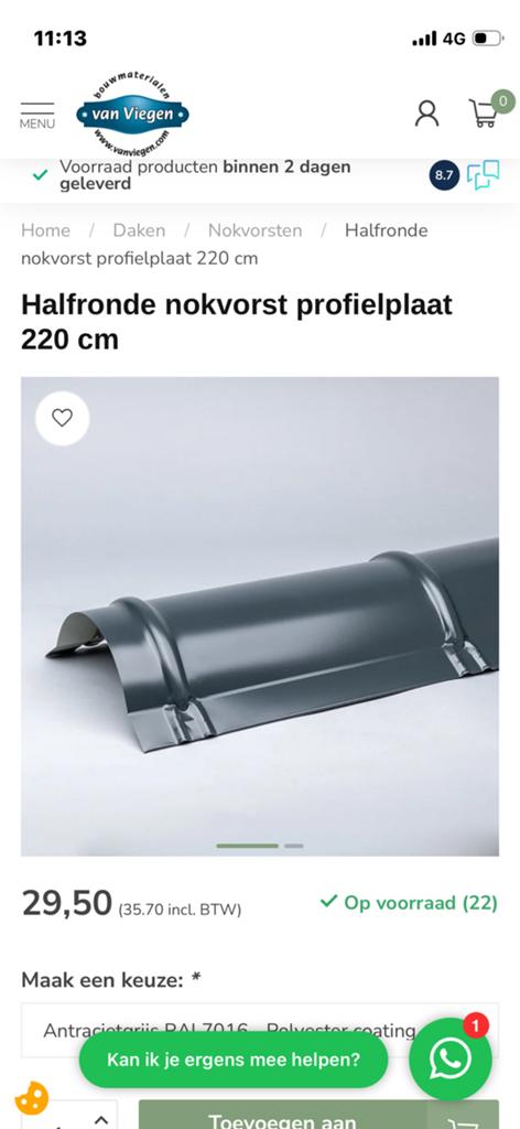 Nokvorsten, Ophalen, Nieuw, 5 tot 10 m², Dakpannen