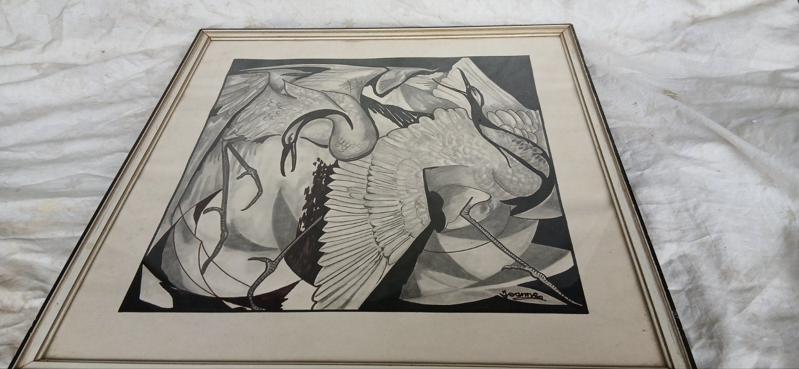 aquarel jeanne oosting kraanvogels, Ophalen of Verzenden