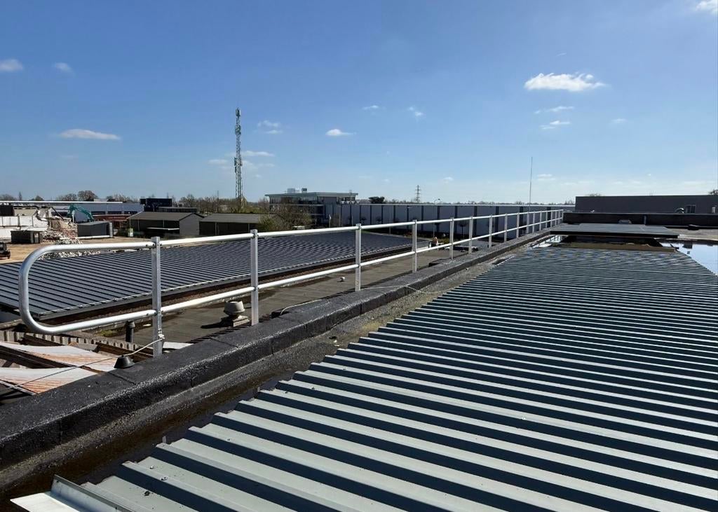 Aluminium railing 33 meter l, 1.30 h meter dakbeveilinging, Ophalen, Gebruikt, Overige materialen, Overige typen