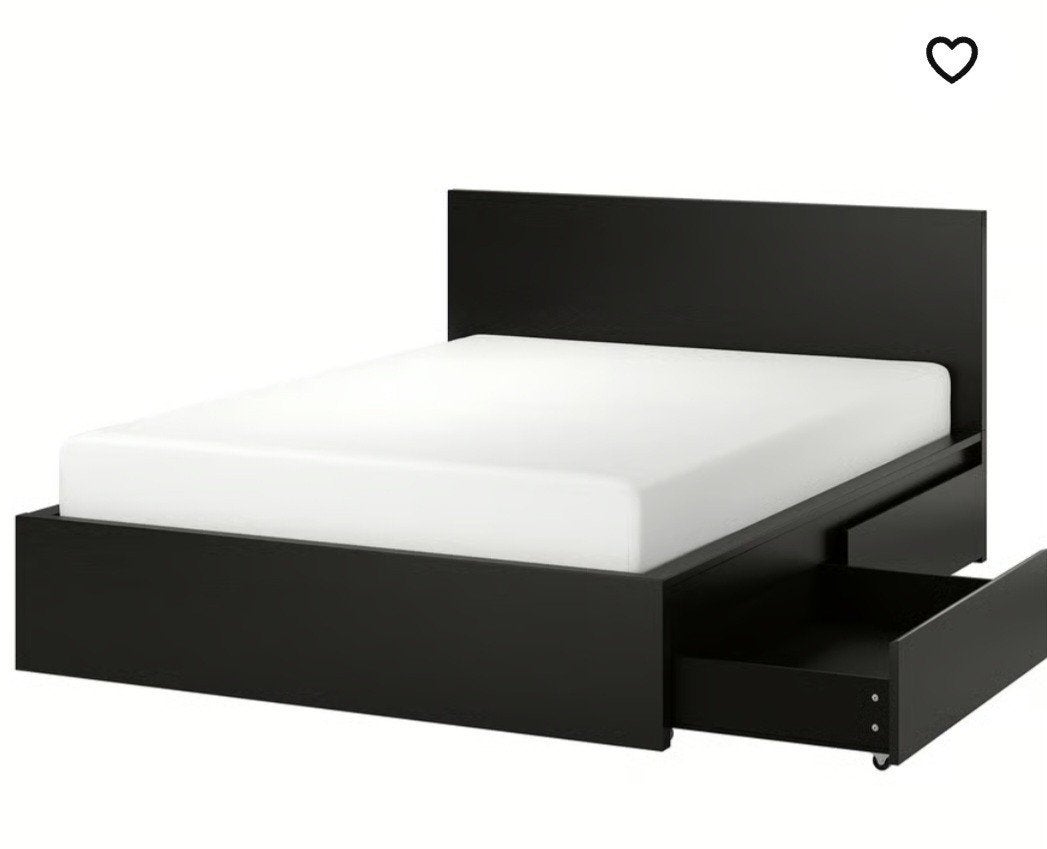 Zwart tweepersoonsbed met opberglades, Ophalen, Gebruikt, Zwart, Tweepersoons
