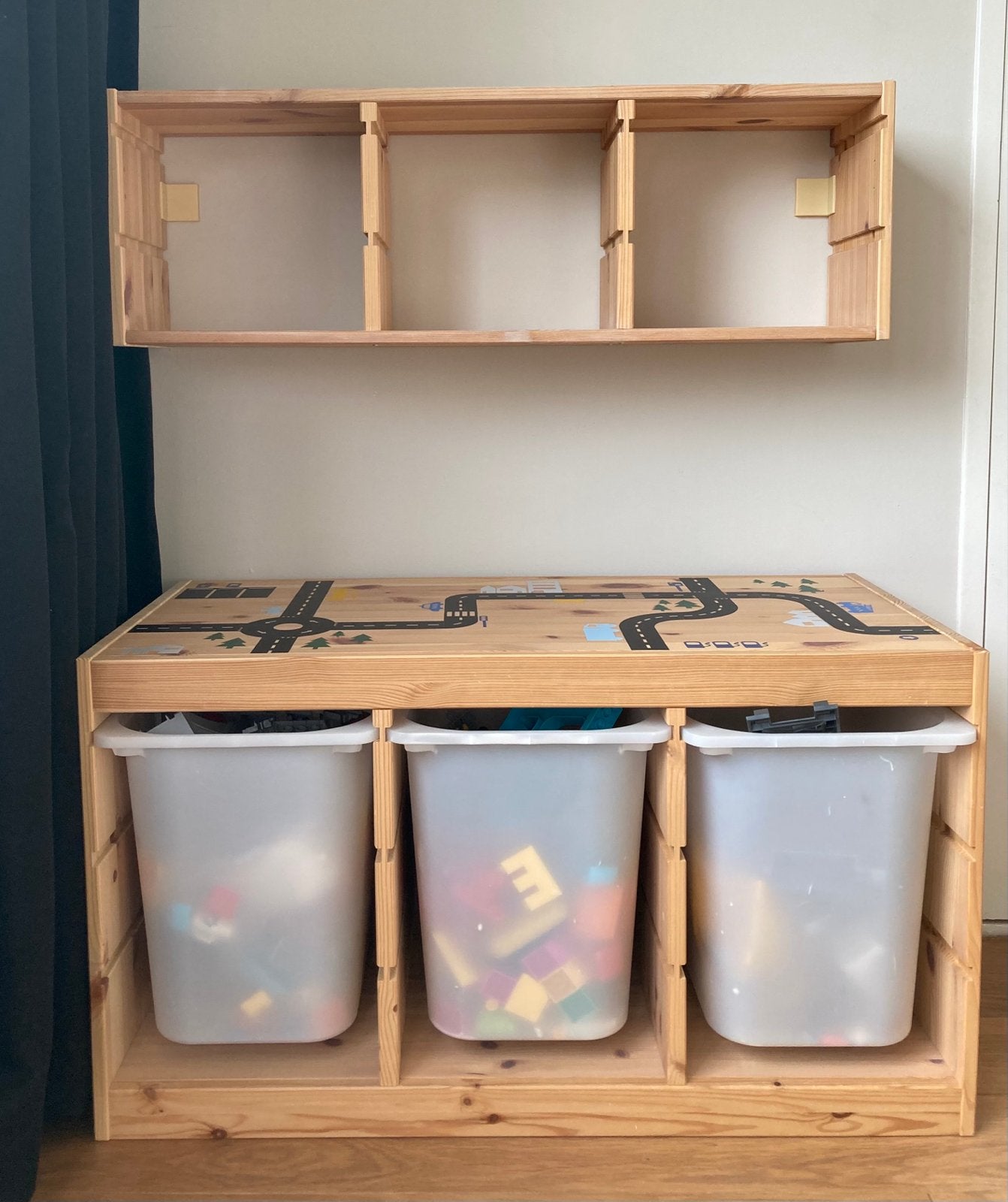 Ikea Trofast kast met stickers en opbergbakken, Ophalen of Verzenden, Zo goed als nieuw, 75 tot 100 cm, Minder dan 50 cm