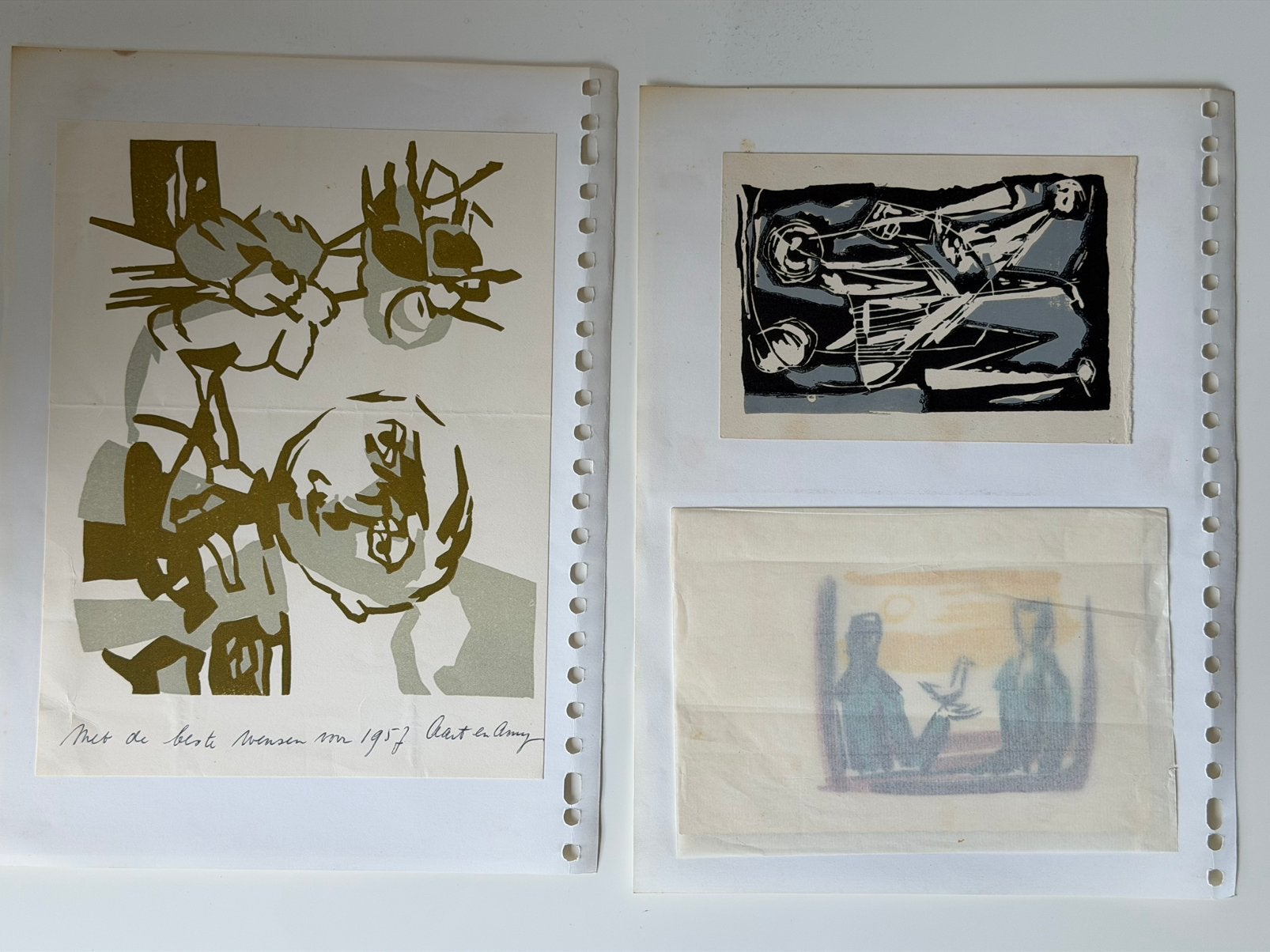 Aart Roos - 5x Linosnede, Antiek en Kunst, Kunst | Litho's en Zeefdrukken, Ophalen of Verzenden