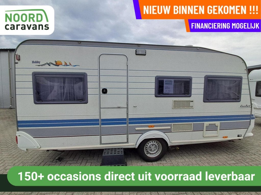 Hobby EXCELLENT 470 MOVER + VOORTENT + DWARSBED + FIETSENDR, Caravans en Kamperen, Rondzit, Hobby, Bedrijf, 6 tot 7 meter