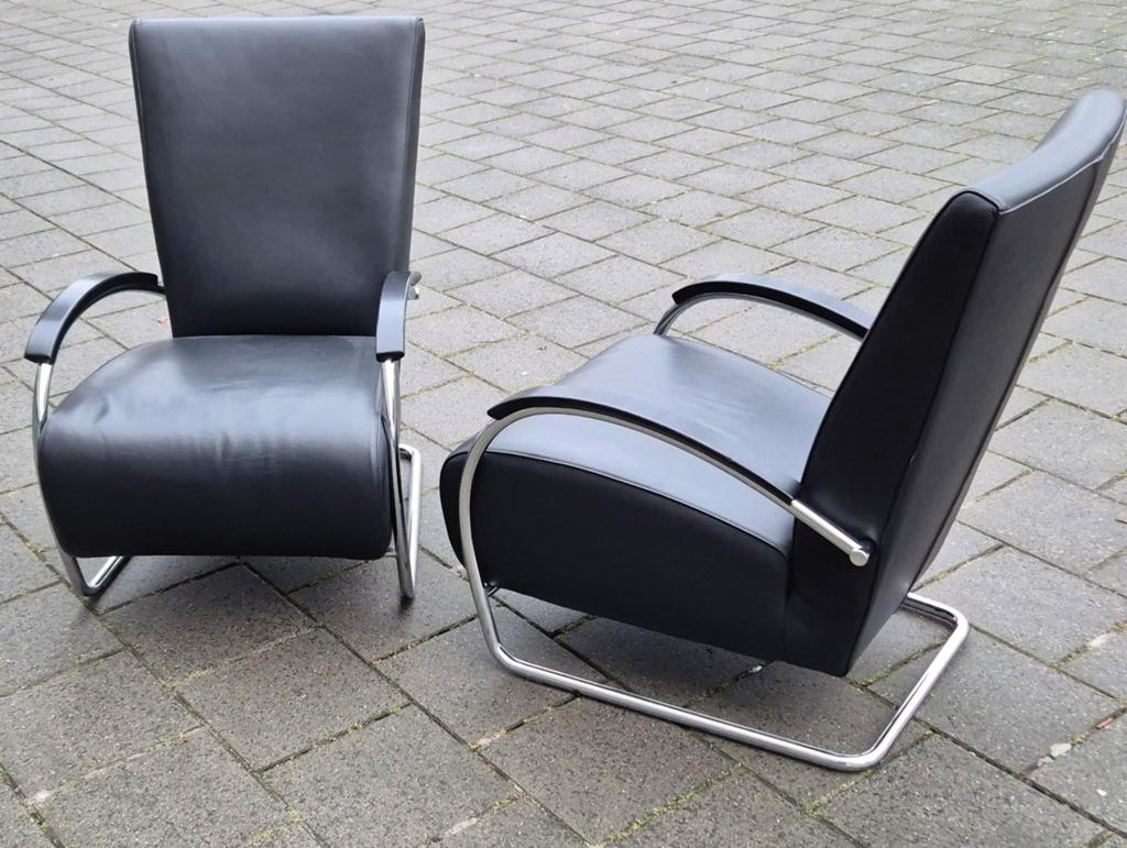 2 Gelderland 5470 design fauteuil Lotus leer Jan des bouvrie, Huis en Inrichting, Fauteuils, Minder dan 75 cm, Gelderland Jan des Bouvrie  stijl