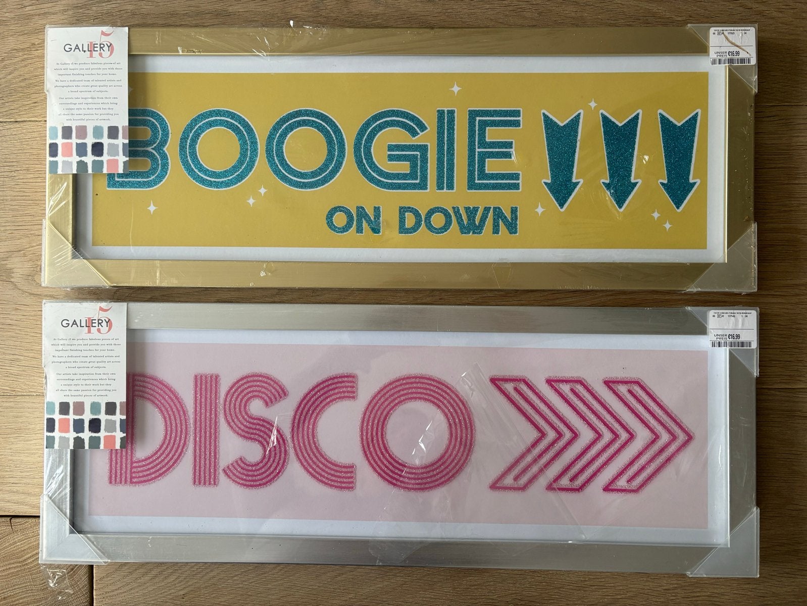 2 Nieuwe Posters in Lijst (Goud & Zilver) - Boogie & Disco, Met lijst, Rechthoekig Liggend, Nieuw, Ophalen of Verzenden