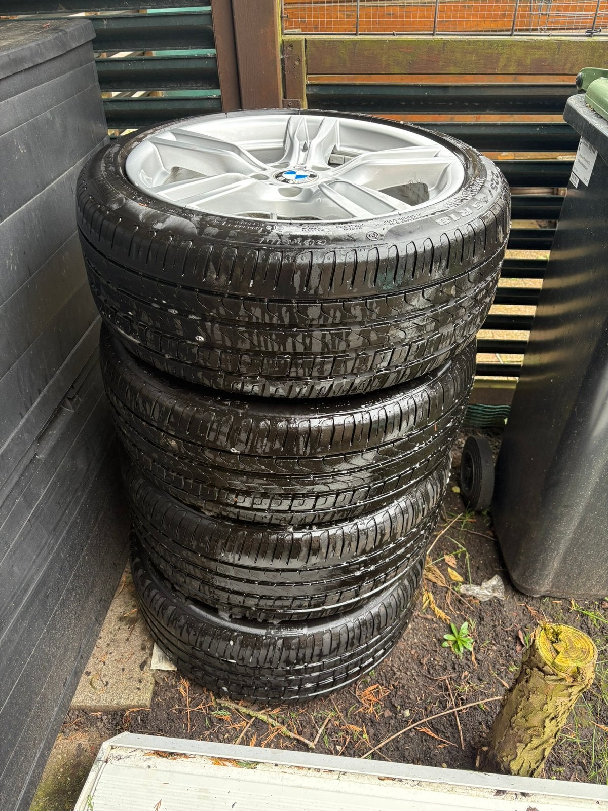 4 BMW M Velgen met banden, Ophalen, Gebruikt, 255 mm, Banden en Velgen