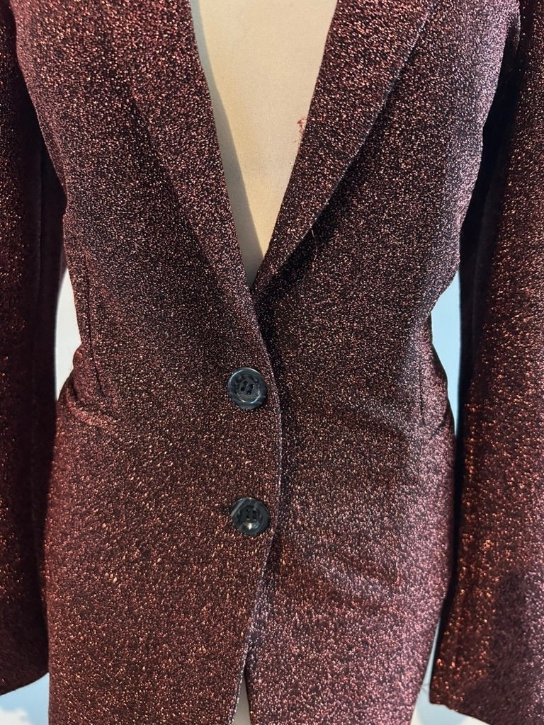 King Louie maat 42 Retro glitter blazer colbert 3318, Kleding | Dames, Bruin, Maat 42/44 (L), Ophalen of Verzenden, Zo goed als nieuw