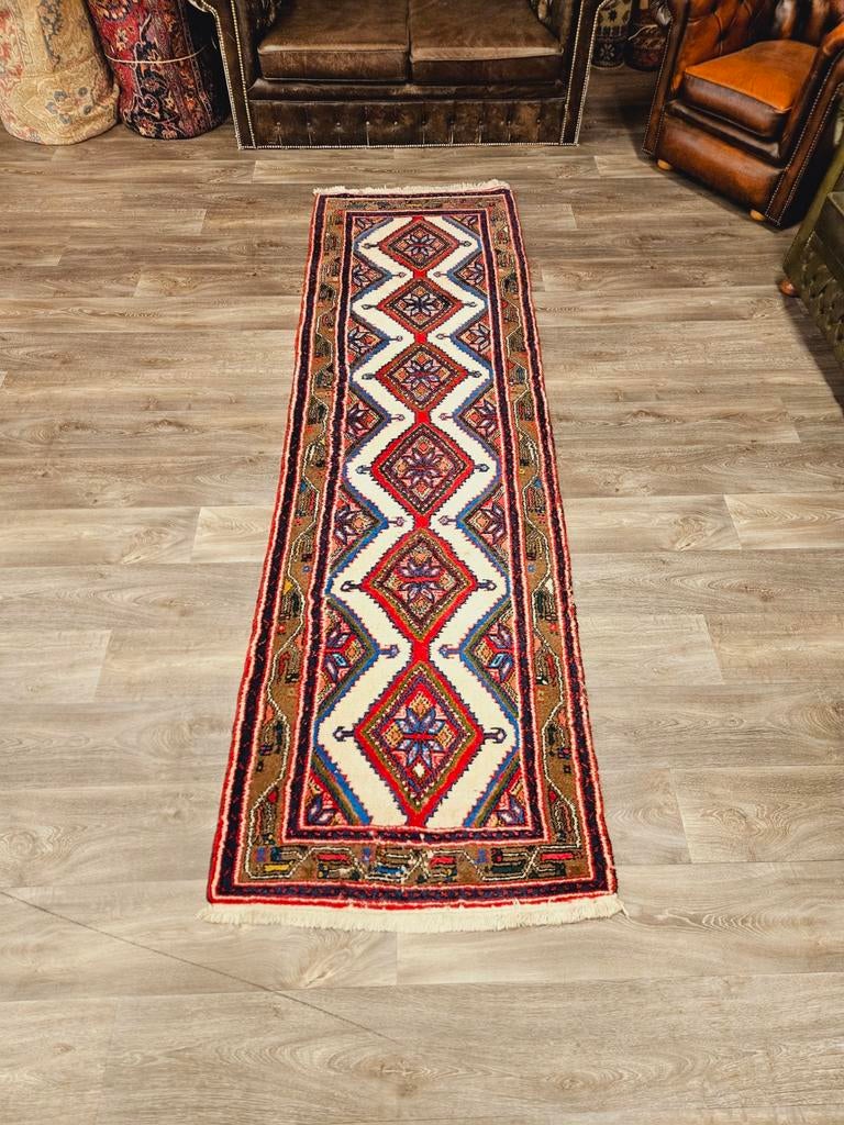 Perzisch Handgeknoopte Hamadan Loper. UITVERKOOP! WEG = WEG!, Perzisch, 200 cm of meer, Zo goed als nieuw, Crème