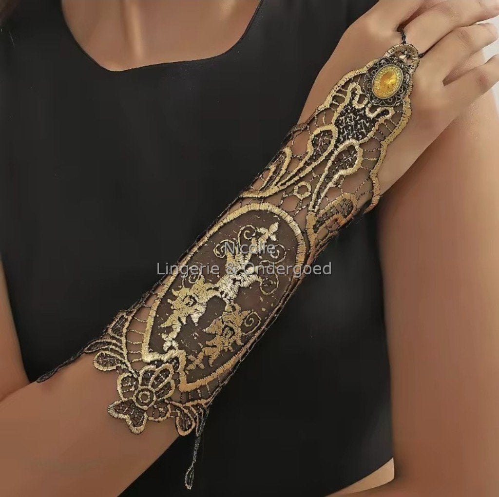 Victoriaanse Handschoenen Armband Middeleeuwse Gothic (178), Nicolle_Lingerie, Ophalen of Verzenden, Meerkleurig, Overige typen