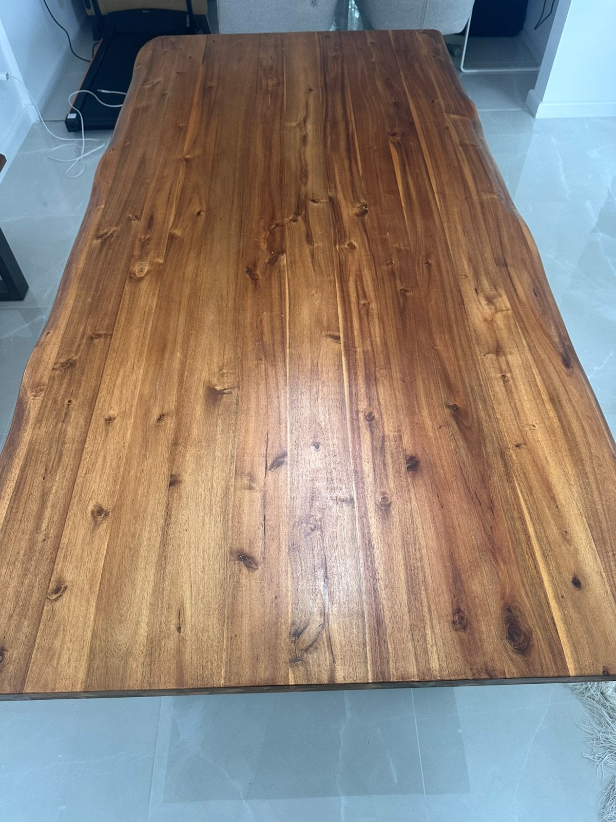 Modern massief acacia hout eettafel met bankje te koop, Ophalen, 50 tot 100 cm, Zo goed als nieuw, 150 tot 200 cm