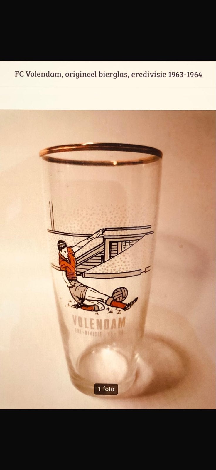 GEZOCHT – KNVB FC Volendam jubileumglas 1964, Ophalen of Verzenden, Zo goed als nieuw