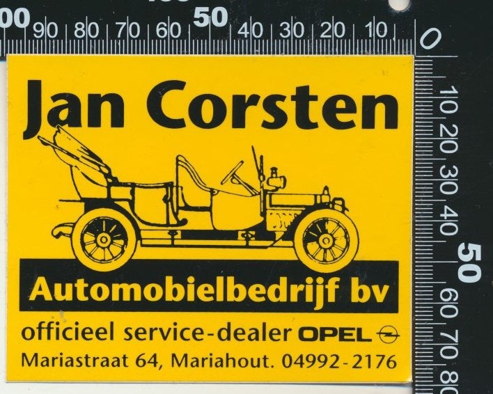 Sticker: Jan Corsten Automobielbedrijf Opel - Mariahout (2), Ophalen of Verzenden, Zo goed als nieuw, Auto of Motor