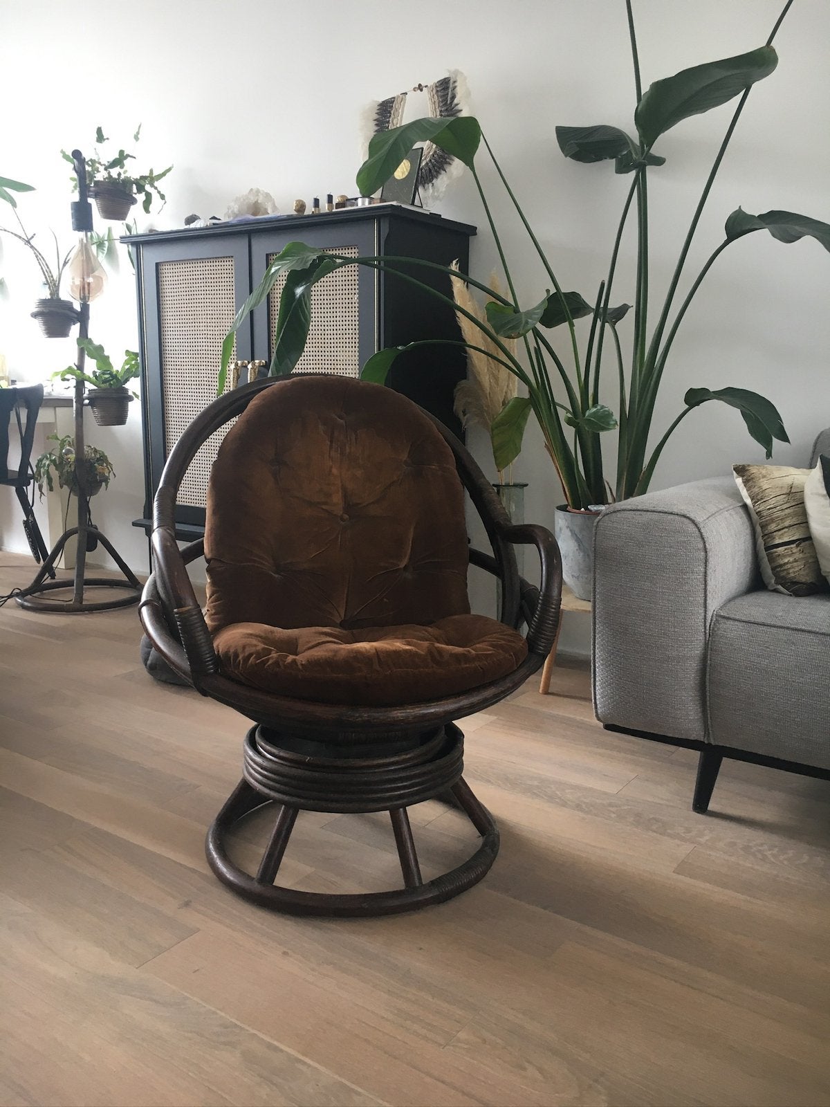 Vintage Draaifauteuil Jaren 60-70 manou, Huis en Inrichting, Ophalen, Zo goed als nieuw, 50 tot 75 cm, Japandi