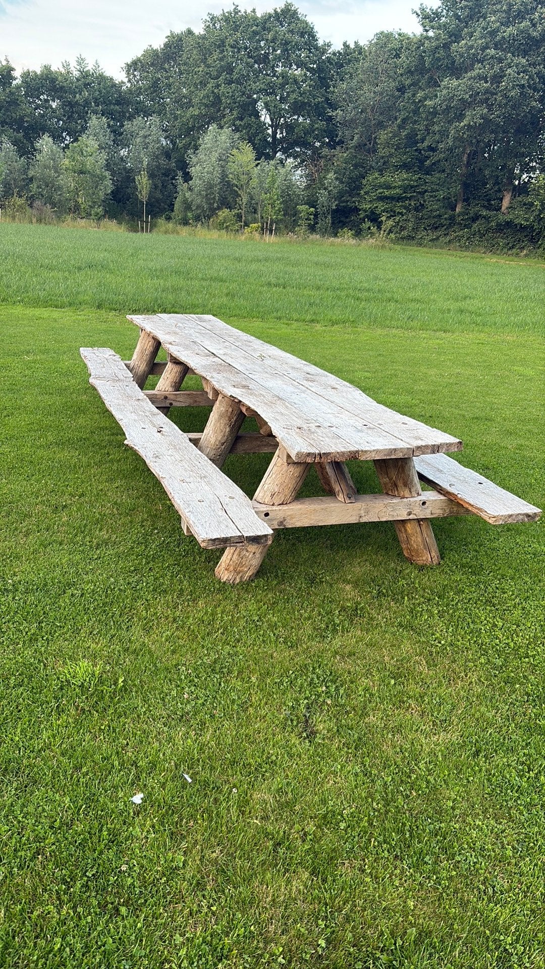 Eiken houten picknicktafel, Tuin en Terras, Picknicktafels, Ophalen, Gebruikt, Rechthoekig, Hout