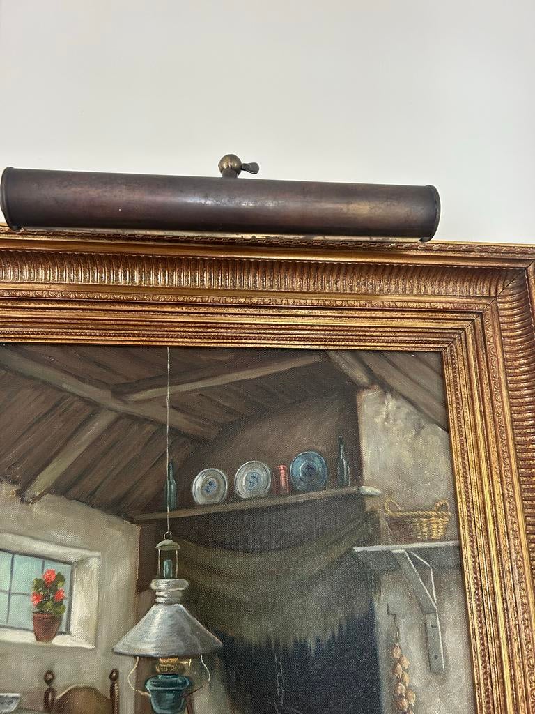 Olieverfschilderij "Boerenkeuken met H. Brons, Ophalen of Verzenden
