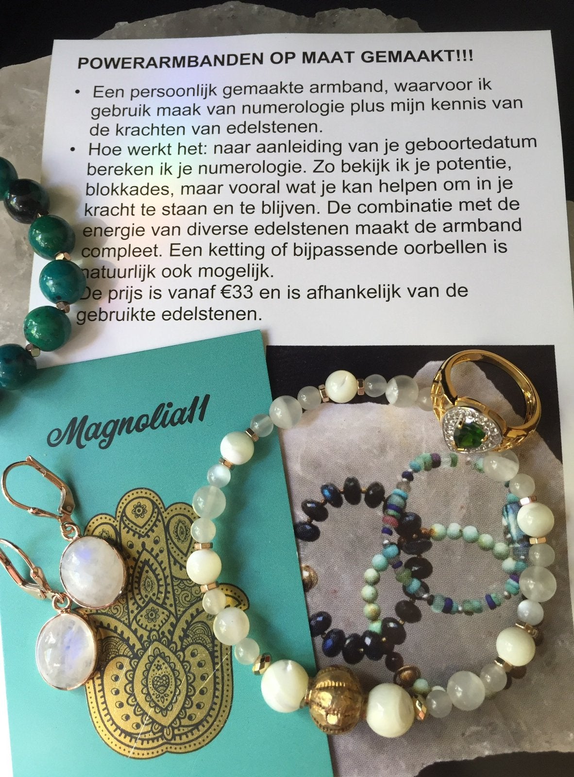 Armband & consult nav numerologie liefde/ troost/ rouw uniek, Met bedels of kralen, Magnolia11, Nieuw, Ophalen of Verzenden