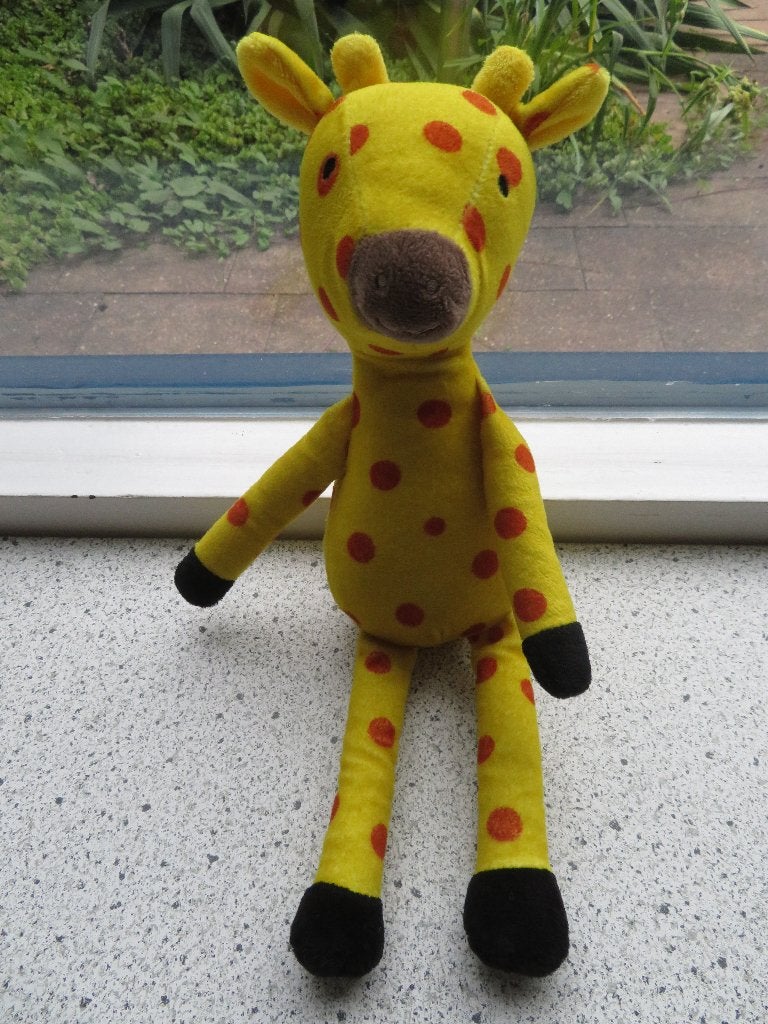 Max Giraffe van dieren Dorpje zacht velours giraf, Giraf, Geel, Ophalen of Verzenden, Zo goed als nieuw