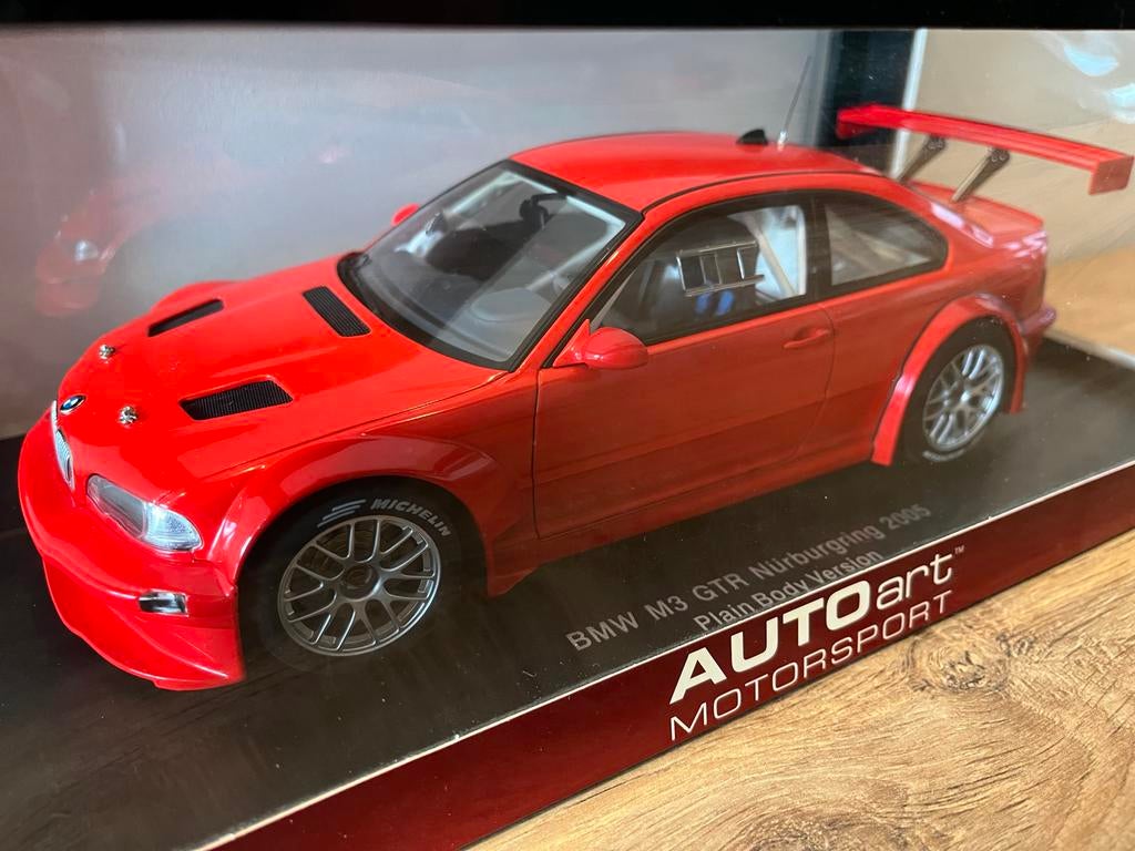 Autoart 1:18 BMW M3 GTR Nürburgring 2005 Plain Body Zeldzaam, Ophalen of Verzenden, Nieuw, Auto, Autoart