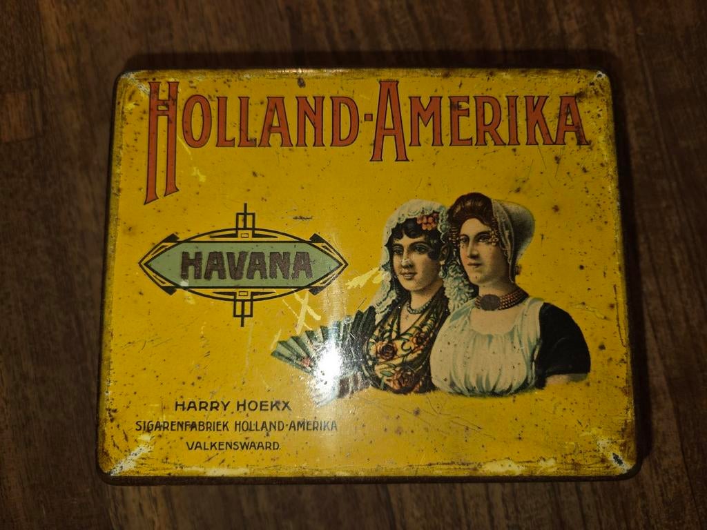 Vintage Holland-Amerika Sigaren Blik - Valkenswaard, Verzamelen, Ophalen of Verzenden
