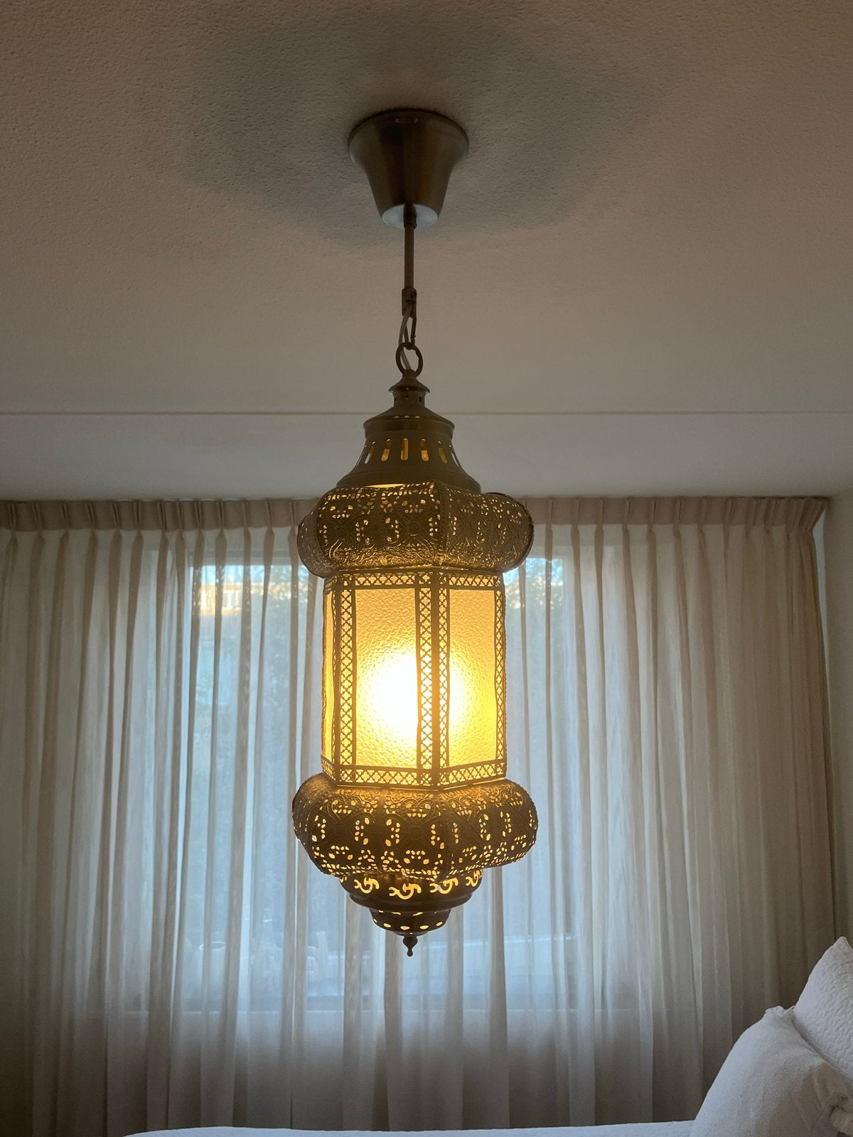 Marrakech lamp 80cm - Oosterse hanglamp in prima staat, Ophalen, Gebruikt, Metaal, E27 (groot)