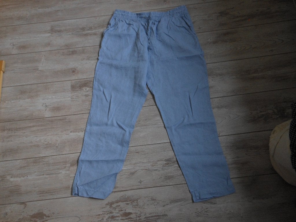 H&M broek 100% katoen., Blauw, Maat 42/44 (L), Ophalen of Verzenden, Zo goed als nieuw