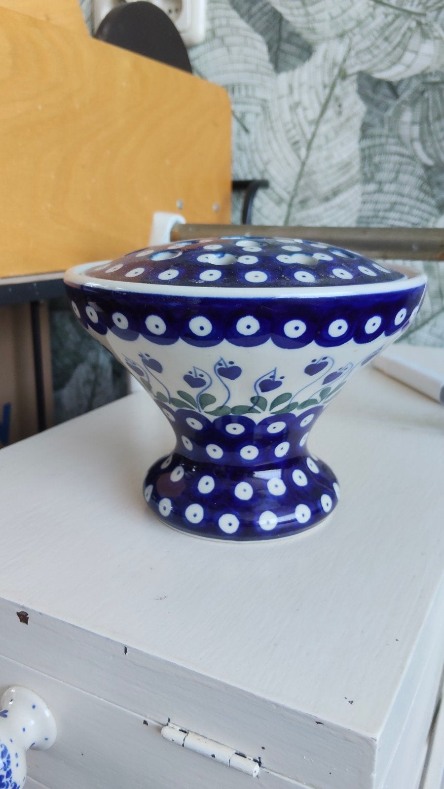 Bunzlau aardewerk potpourri schaal met deksel, Schaal, Rond, Ophalen of Verzenden, Zo goed als nieuw