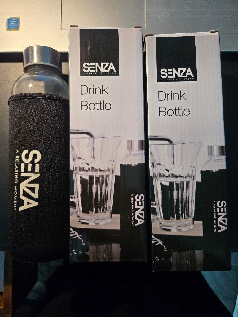 SENZA drinkfles van glas, 2 stuks Nieuw, Ophalen, Nieuw