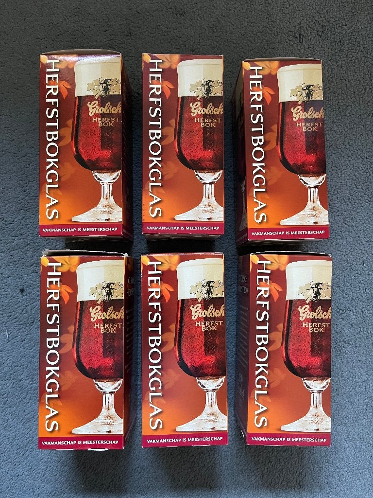 Grolsch glazen Herfstbok 6 stuks beschikbaar, Verzamelen, Ophalen of Verzenden, Nieuw, Glas of Glazen, Grolsch