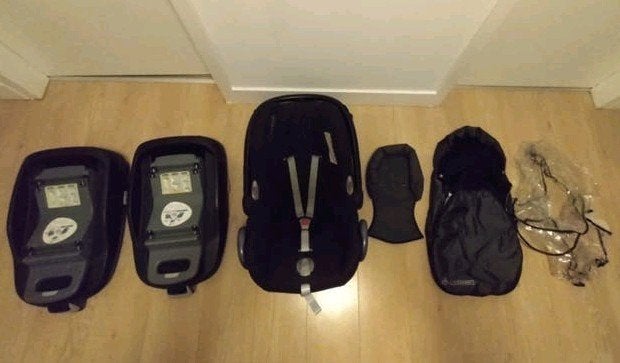 Maxi-Cosi, 2x IsofixBase, voetenzak, verkleiner, regenhoes, Ophalen, Gebruikt, Isofix, 0 t/m 13 kg