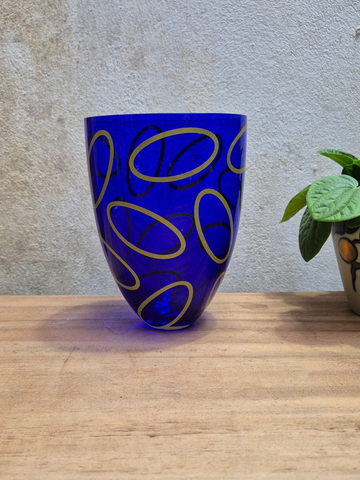 Olaf Stevens Kobaltblauwe Glazen Design Vaas, Antiek en Kunst, Ophalen of Verzenden