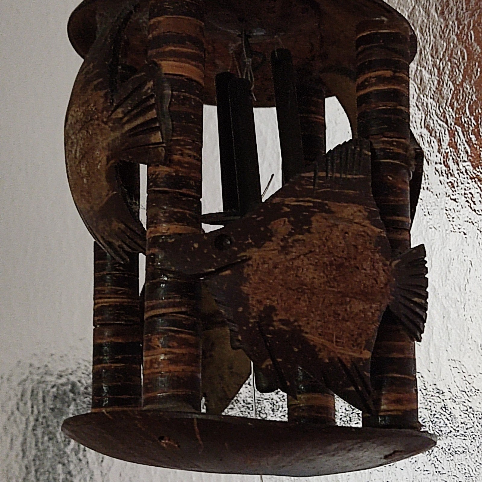 Houten windgong met vissen - Tropische decoratie, Hout, Gebruikt, Overige stijlen, Ophalen of Verzenden