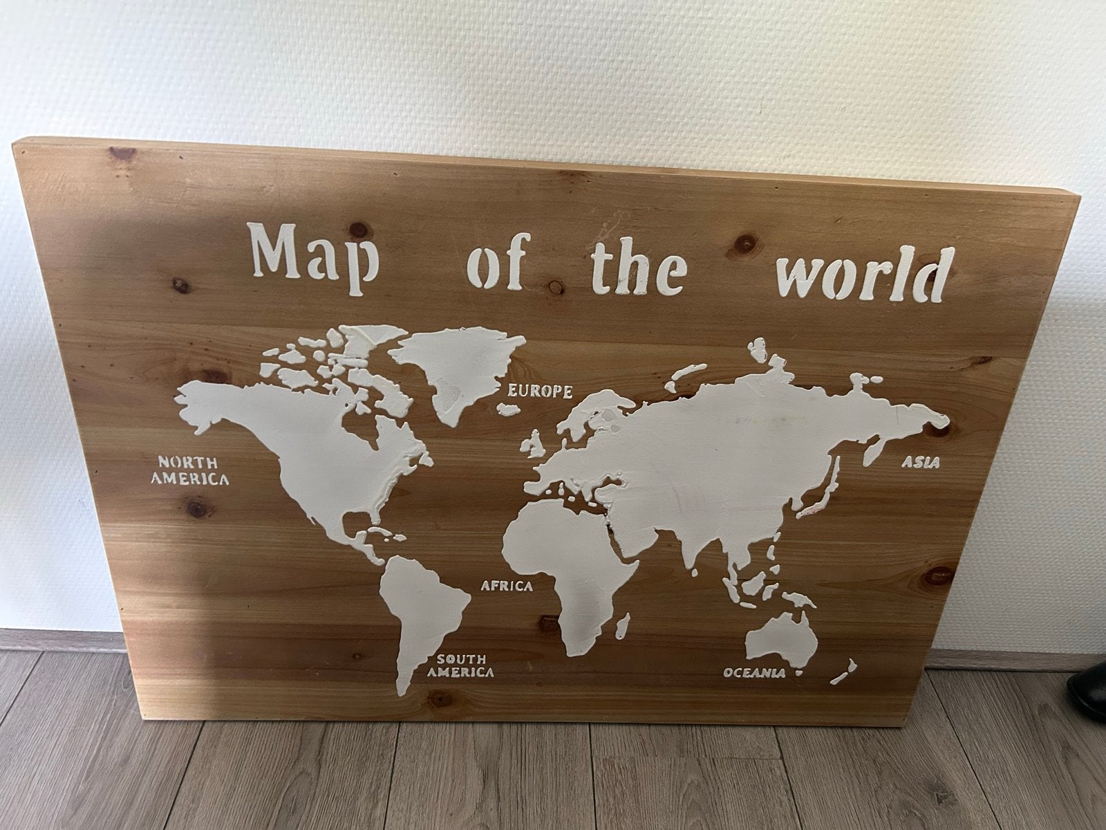 Houten Wereldkaart Wanddecoratie - Uniek en Stijlvol, Ophalen, Gebruikt, Hout, Bruin