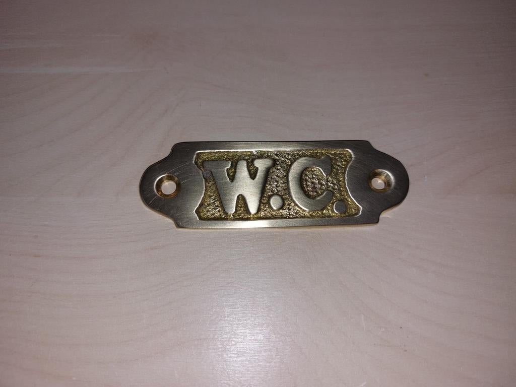 Messing WC plaatje - Vintage toiletbordje, Ophalen of Verzenden