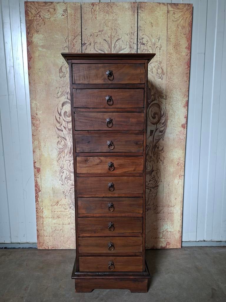 Teakhouten ladenkast, apothekerskast, archiefkast, Huis en Inrichting, Kasten | Ladekasten, Ophalen of Verzenden, 25 tot 50 cm