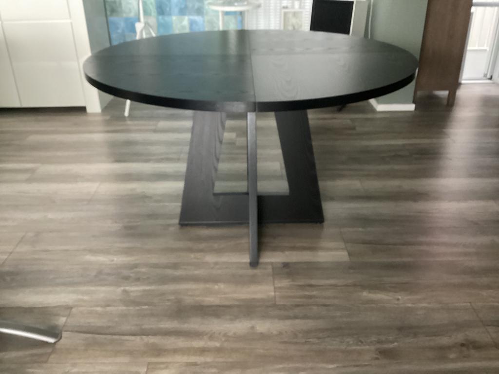 Moderne z.g.a.n Ronde eettafel 120 x 75 hoog, Ophalen, 100 tot 150 cm, Rond, Zo goed als nieuw