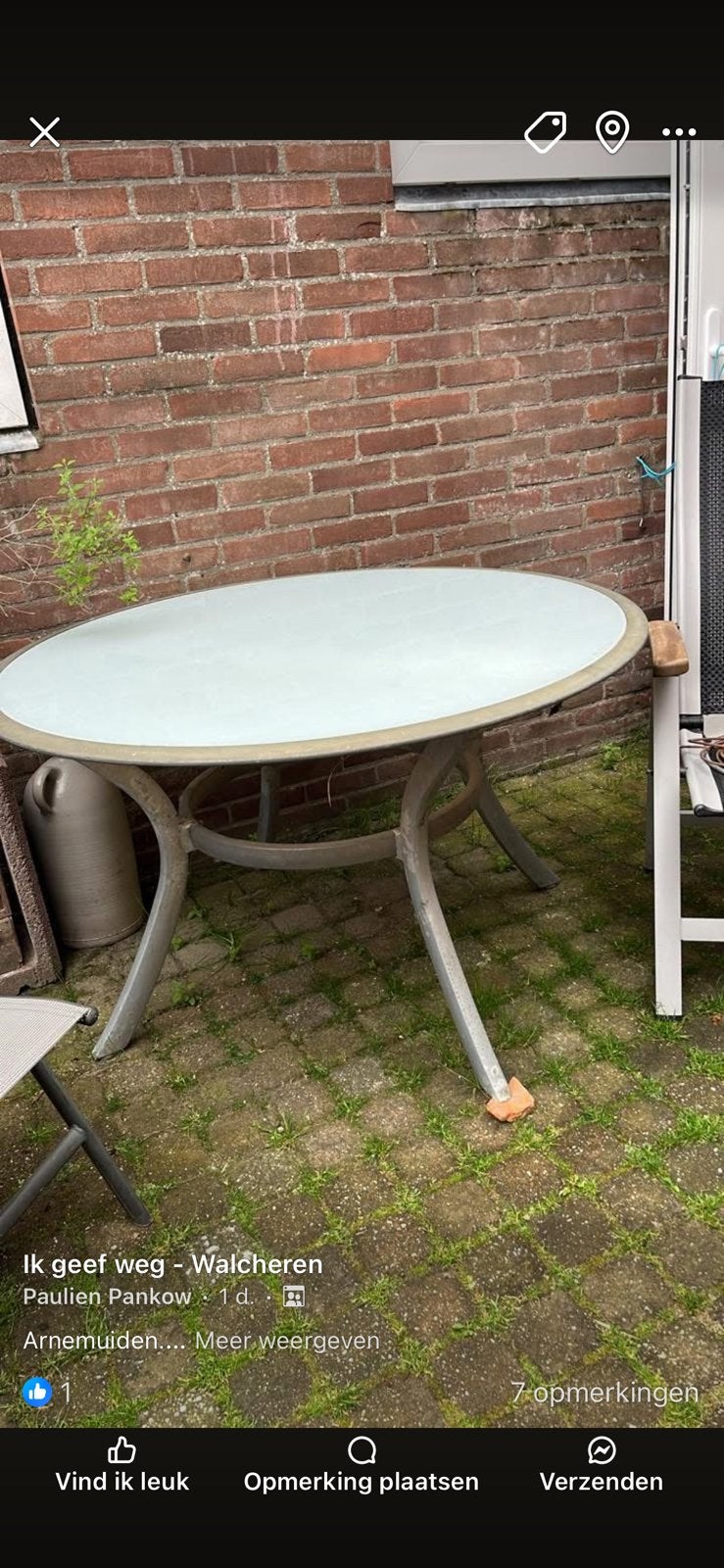 Metalen tuintafel, Ophalen, Gebruikt, Rond, Metaal