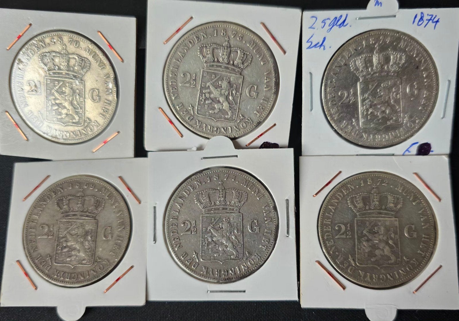 6x Willem 3 Rijksdaalders Nederland, Koning Willem III, Zilver, Ophalen of Verzenden, Losse munt