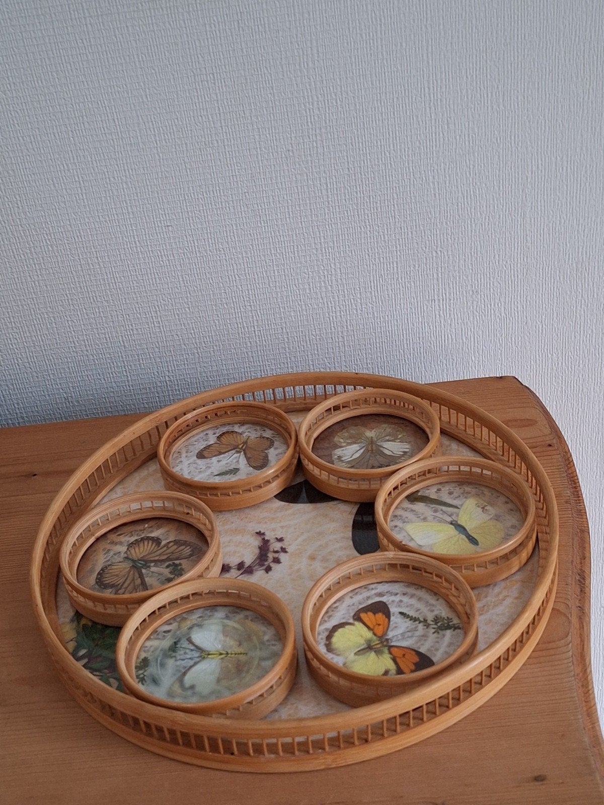 vintage dienblad en onderzetters, Ophalen of Verzenden