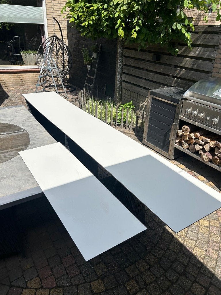 2x Trespa stroken nieuw ral9001 6mm dik, Doe-het-zelf en Verbouw, Platen en Panelen, Ophalen, Nieuw, HPL, Minder dan 20 mm