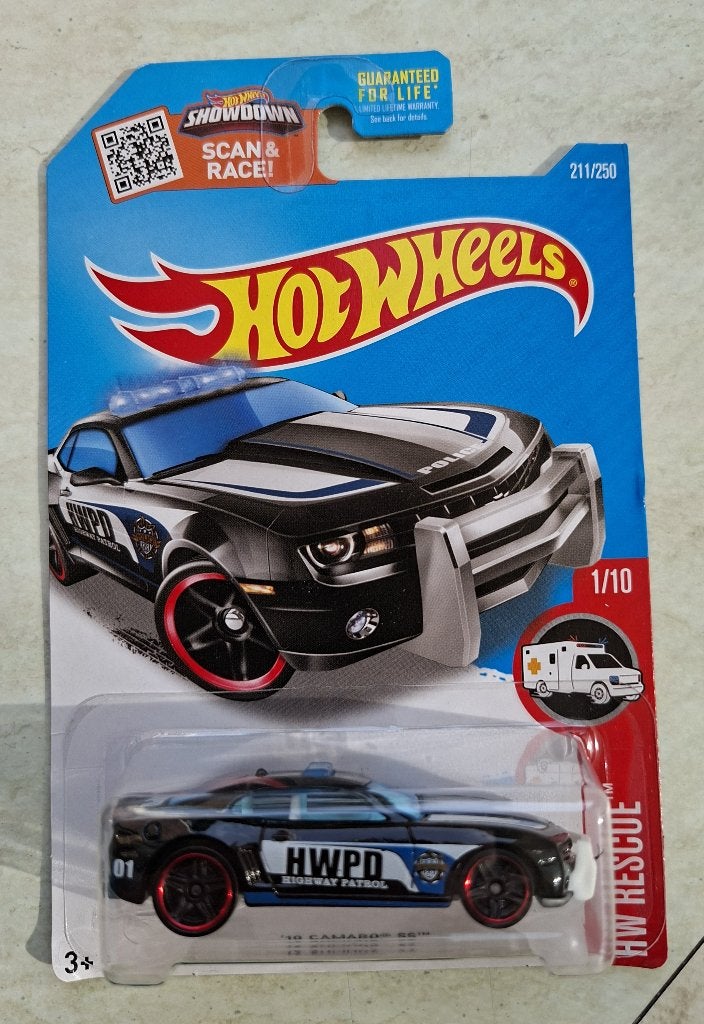 2010 Camaro SS Hot Wheels 3 inch police HWPD Highway Patrol, Ophalen of Verzenden, Nieuw, Auto