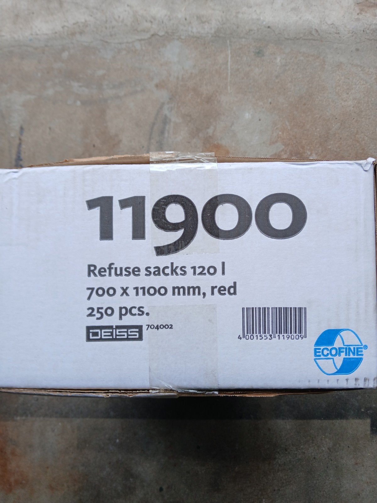 ECOFINE Vuilniszakken 120L rood, 250 stuks, Ophalen of Verzenden, Nieuw, Rood, Kunststof