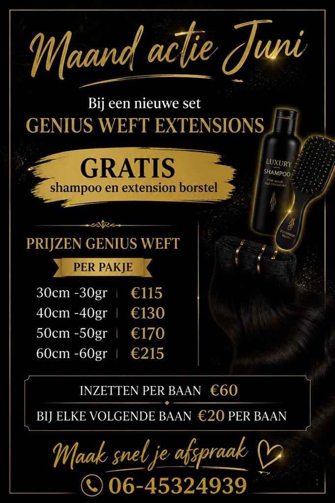 Dames kapsalon - Genius weft extensions/knippen/kleuren, Hairextensions