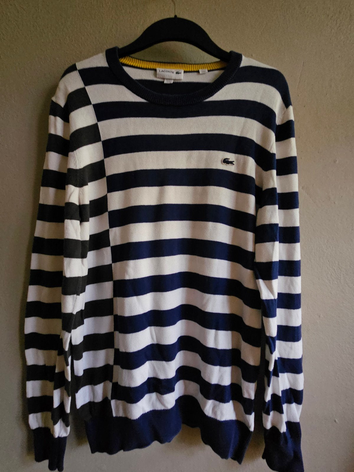 Lacoste gestreepte trui - Maat M, Maat 48/50 (M), Ophalen of Verzenden, Zo goed als nieuw, Wit