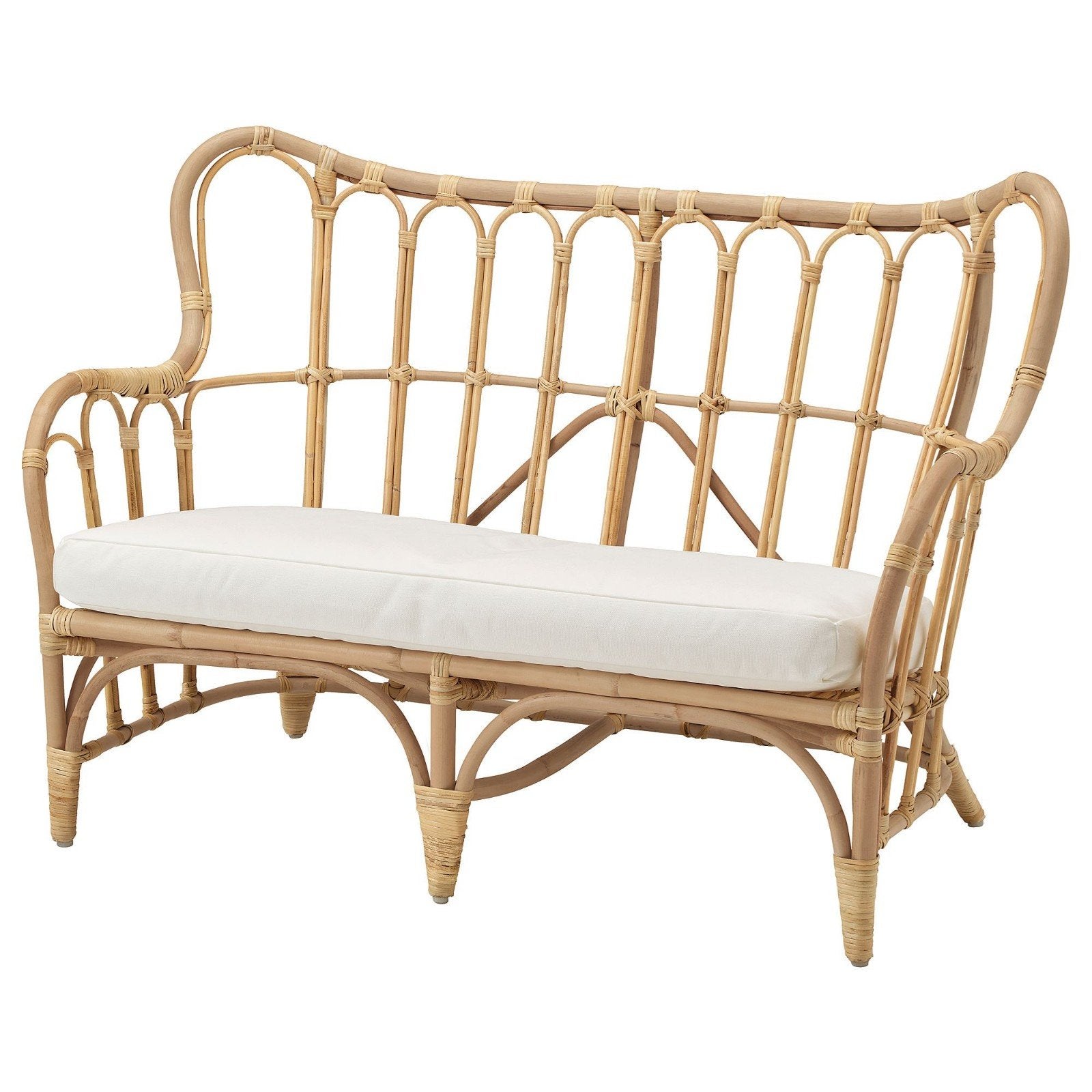 IKEA Mastholmen rotan bankje met kussen - 118x67x80 cm, Tuin en Terras, Ophalen of Verzenden, Zo goed als nieuw