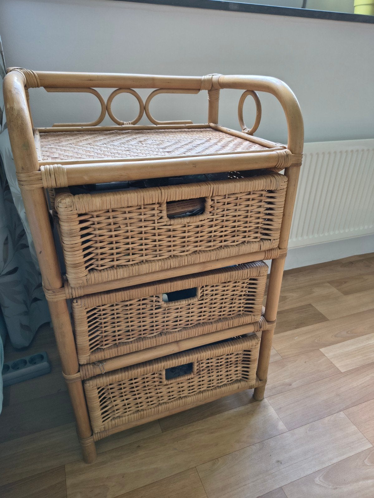 Bamboe/Rieten Kastje met 3 Lades - Goede Staat, Ophalen, Minder dan 50 cm, 3 of 4 laden, Minder dan 100 cm