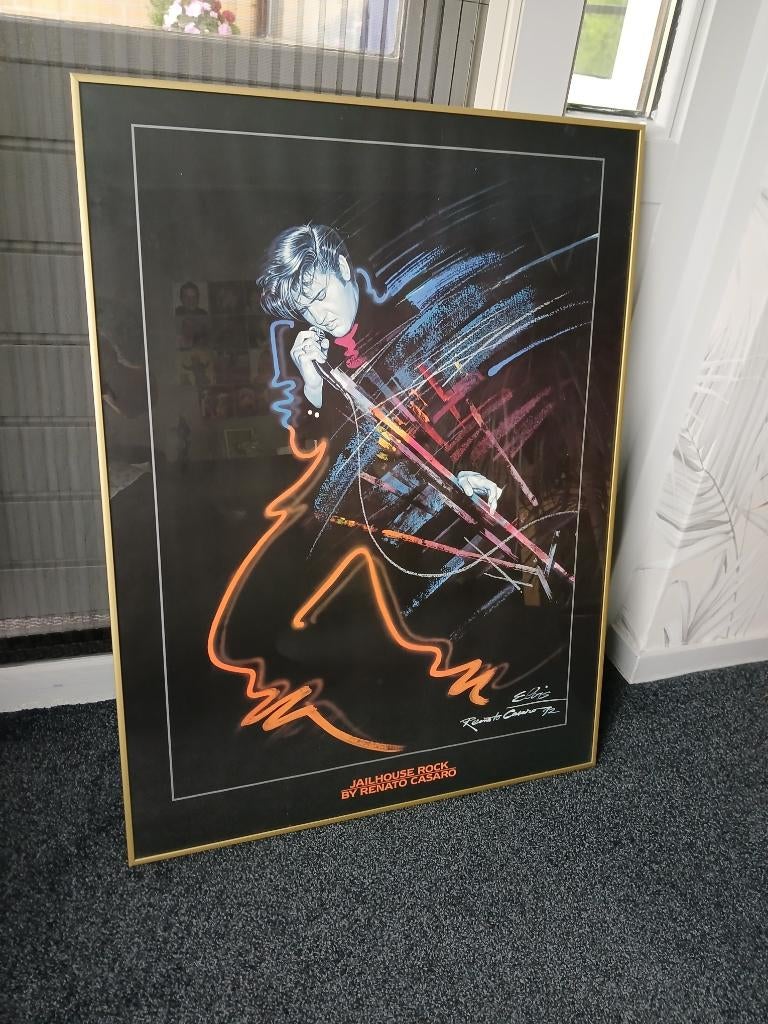 Ingelijste Poster Elvis Presley, Ophalen, Zo goed als nieuw, Poster, Artwork of Schilderij, Gesigneerd