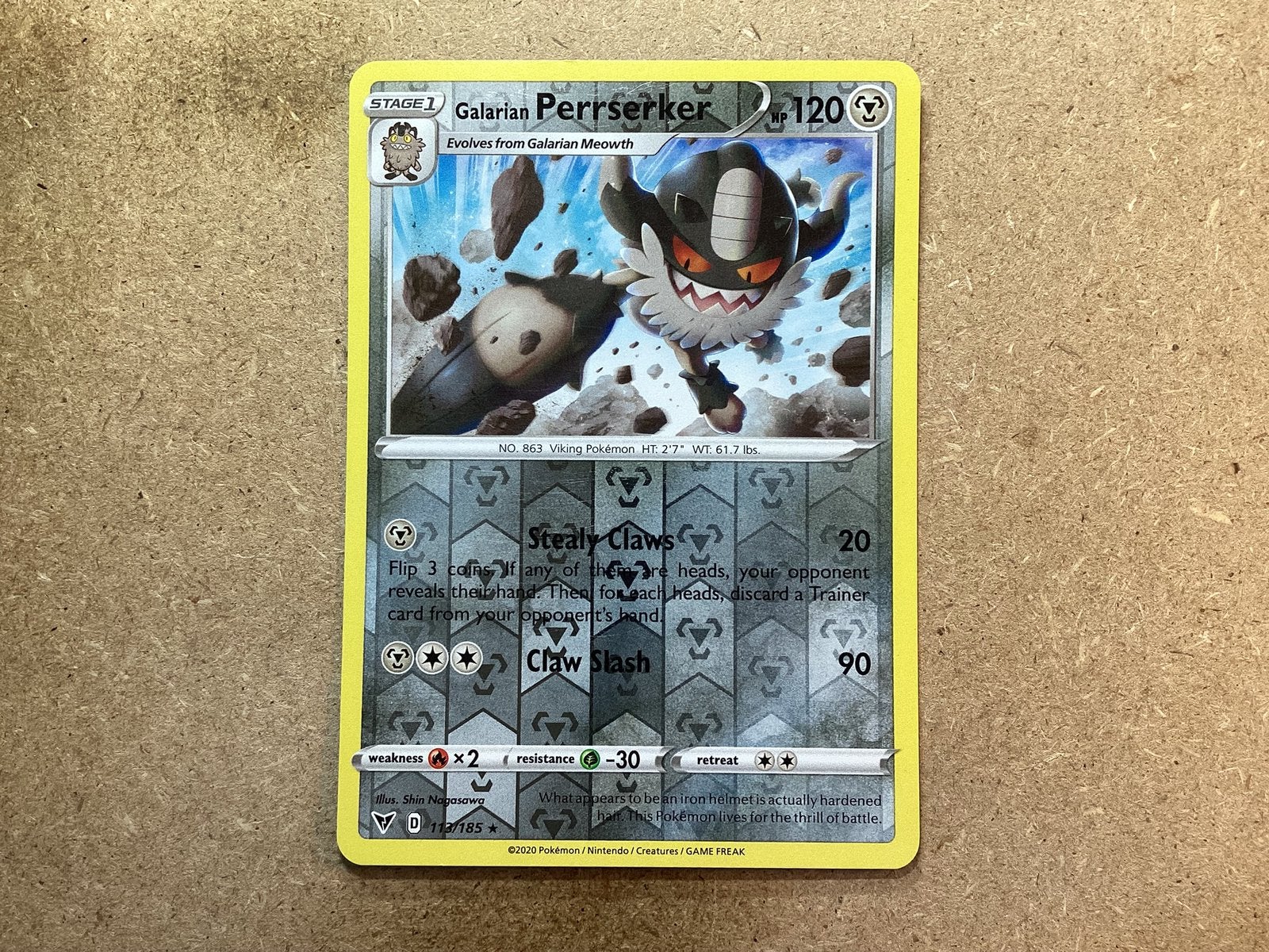 1x Galarian Perrserker [VIV 113/185], Ophalen of Verzenden, Zo goed als nieuw, Losse kaart, Foil