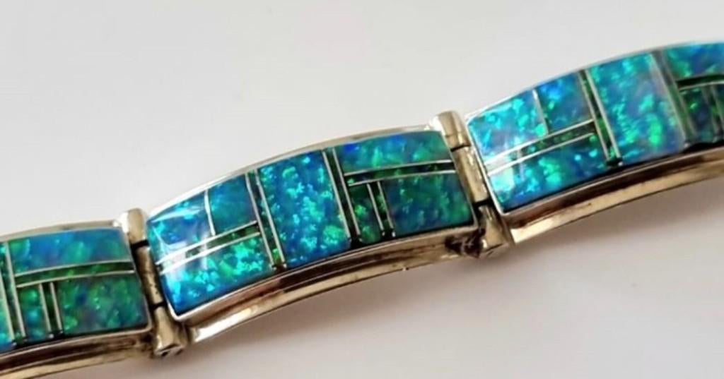 zware Zilveren / Opaal armband, Nieuw, Ophalen of Verzenden, Met edelsteen, Zilver